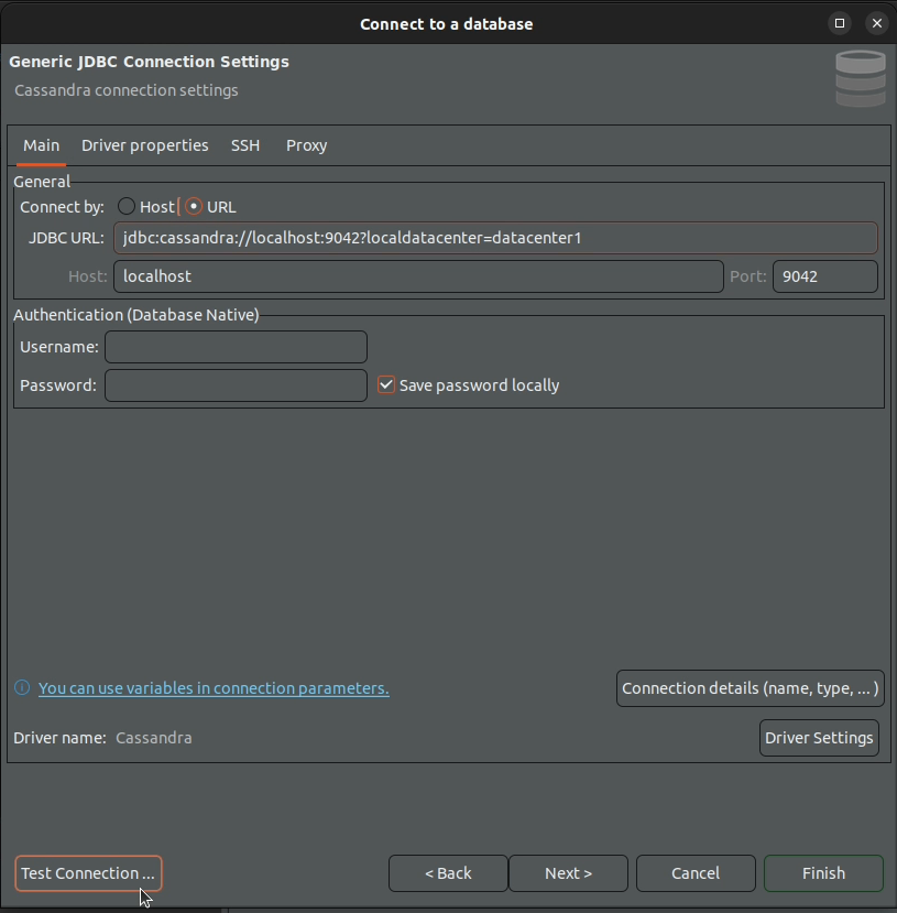 Setting up Cassandra JDBC Driver in DBeaver Community Edition