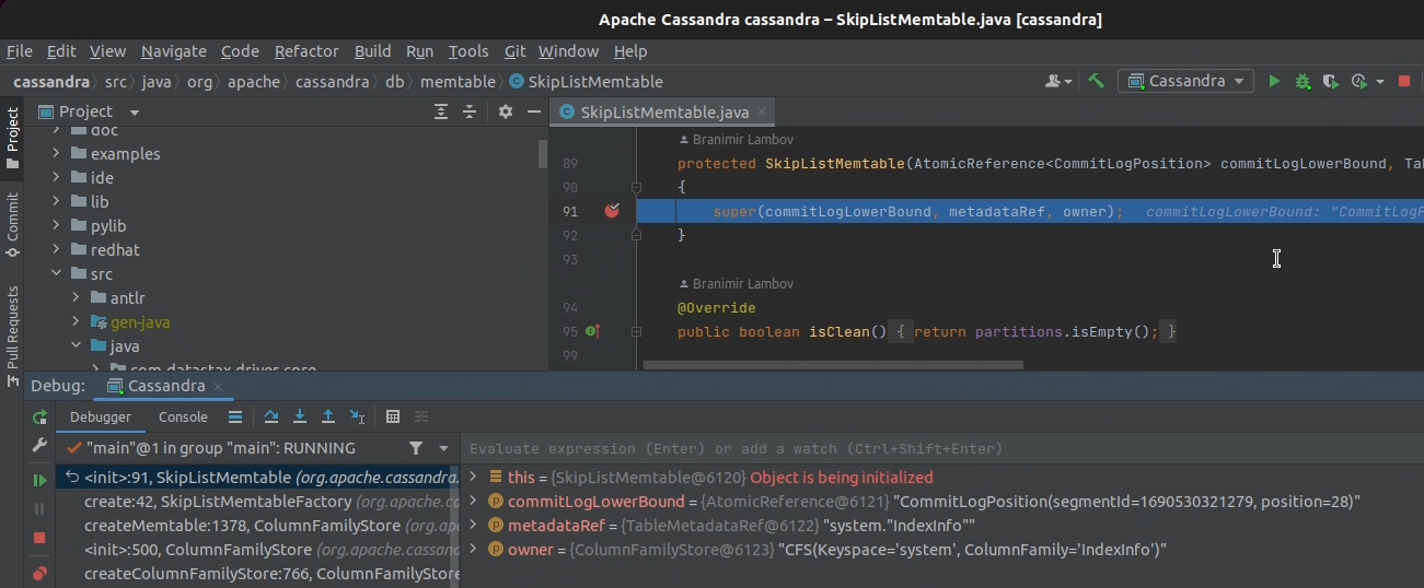 Debugging Apache Cassandra in IntelliJ IDEA