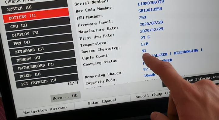 Checking ThinkPad Battery Cycle Count with Lenovo UEFI Firmware